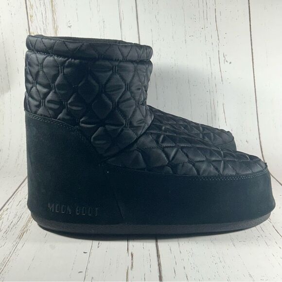Moon Boot Icon Low Nolace Quilted Black Boots Men’s Size 11.5 - 13 - Picture 1 of 9